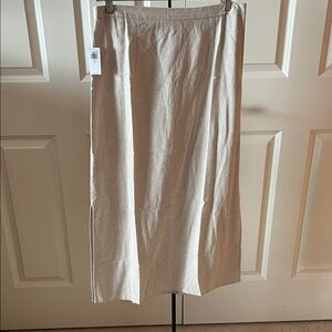 NWT Old Navy Cream Midi Linen-Blend Skirt M Tall